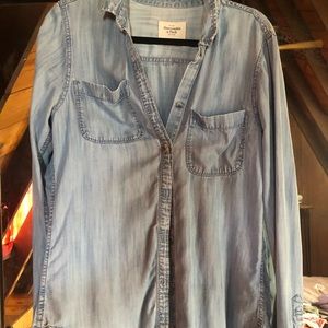 Light blue denim button down